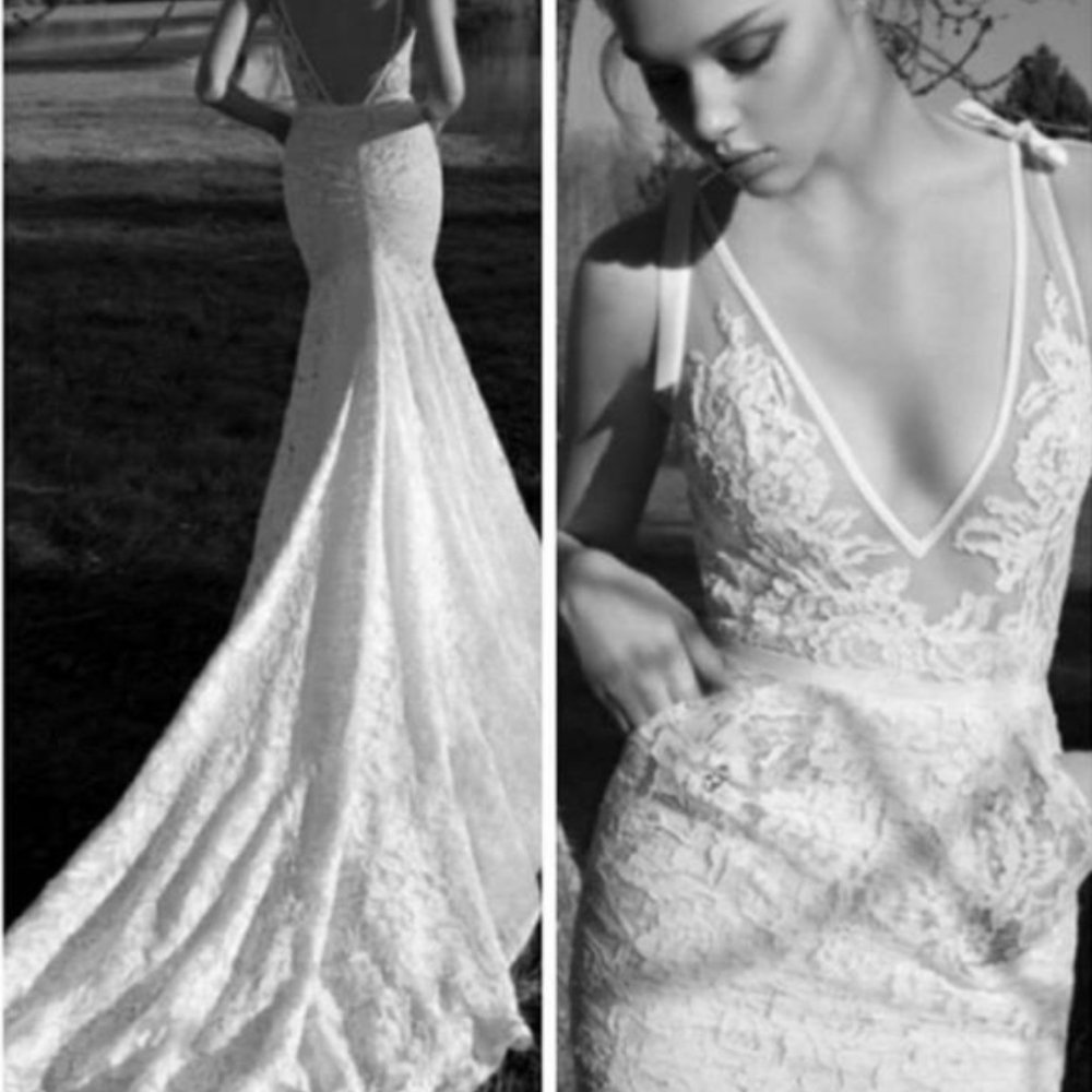 Inbal Dror White Lace Crochet Wedding Dress